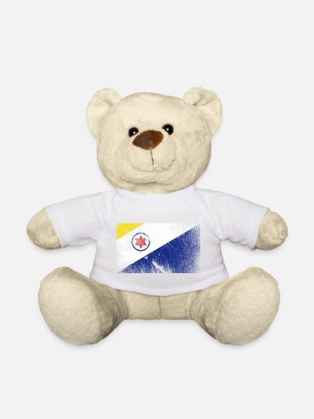 Bonaire Flag - Vintage Grunge - Teddy Bear - white