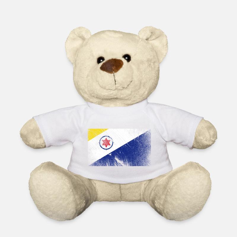 Bonaire Flag - Vintage Grunge - Teddy Bear - white