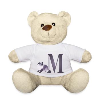 Lettre M avec chat curieux - Nounours - blanc - Devant