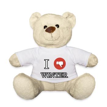 I HATE WINTER | Thumbs down - Teddy Bear - white - Front