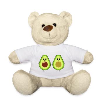 Cute Avocados holding hands - Teddy Bear - white - Front