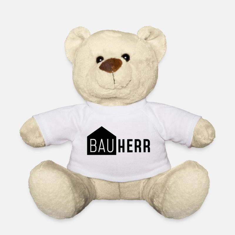Bauherr mit Haus - Teddy - Weiß