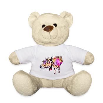 Le bétail brun (DDP, vache à lait, pop art style de bande dessinée) - Nounours - blanc - Devant