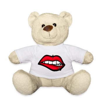 Lips with Piercing – Aesthetic Design - Teddy Bear - white - Front
