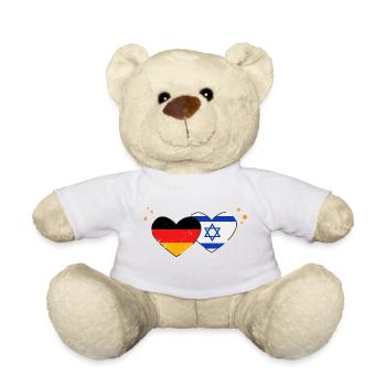 J’aime Israël Allemagne Drapeaux Cœurs Drapeaux - Nounours - blanc - Devant