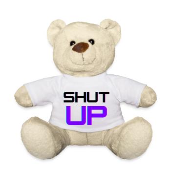 Tais-toi - Tiens la chemise à la bouche - Nounours - blanc - Devant