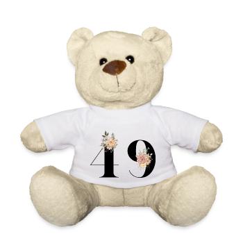 49e anniversaire fleuris (Cadeau de 49 ans) - Nounours - blanc - Devant
