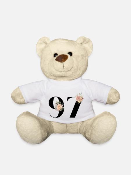 97e anniversaire fleuris (Cadeau de 97 ans) - Nounours - blanc