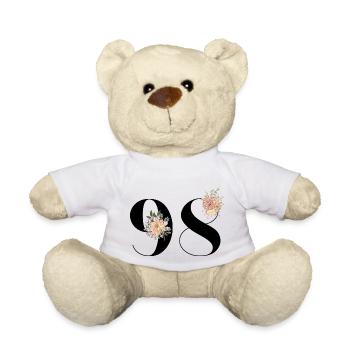 98th Anniversary Flowers (Gift of 98 years) - Teddy Bear - white - Front