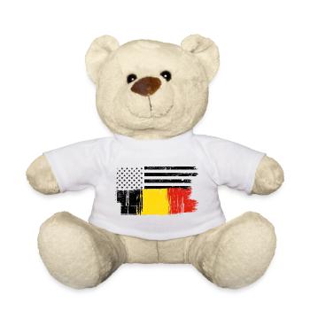 Yellow Red Brush Streak - Teddy Bear - white - Front