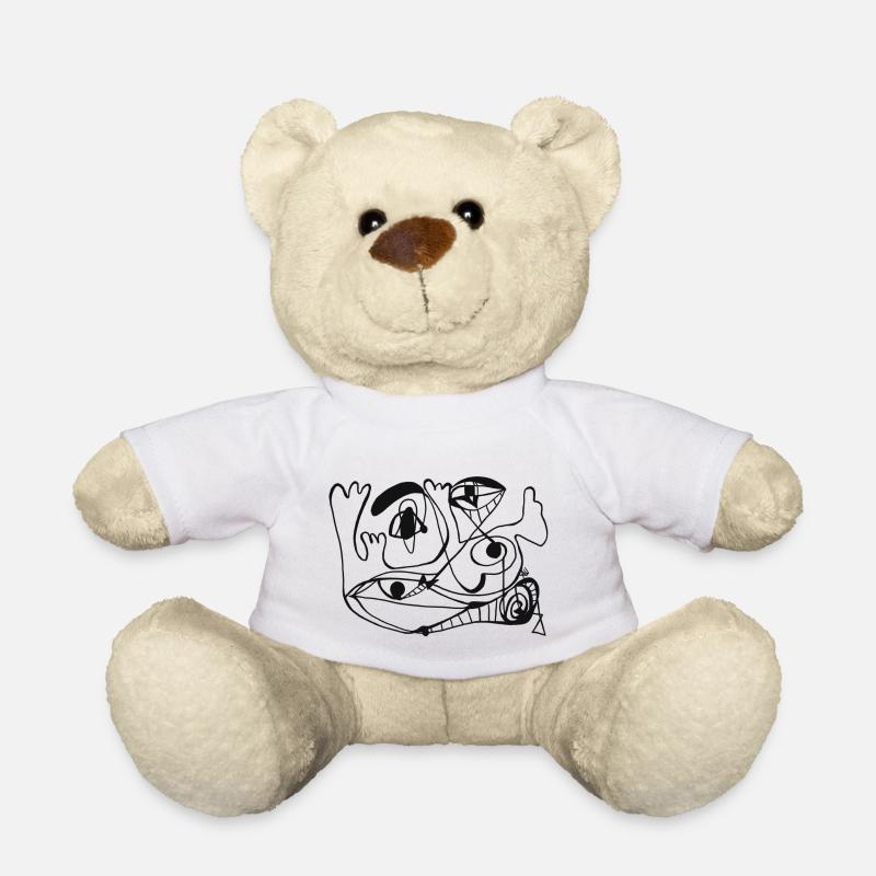 Dessin abstrait visage un portrait au trait - Nounours - blanc