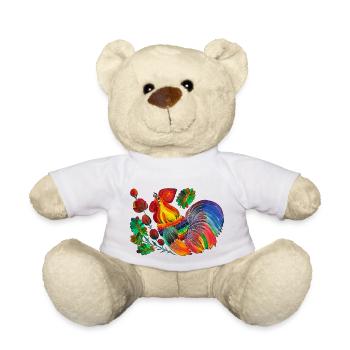 Magic rooster. Petrykiski rozpys. A fabulous bird. - Teddy Bear - white - Front