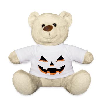 Creepy Halloween Pumpkin Face Jack O'Lantern - Teddy Bear - white - Front