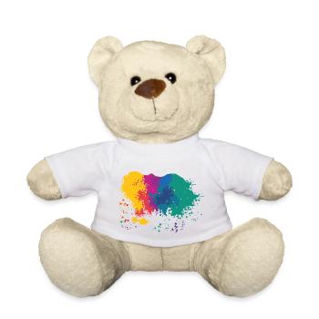 Farbkleckse Kleckse Farbspritzer Maler Geschenk - Teddy - Weiß - Vorne