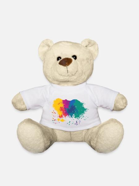 Farbkleckse Kleckse Farbspritzer Maler Geschenk - Teddy - Weiß