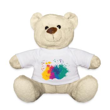Farbkleckse Kleckse Farbspritzer Maler Geschenk - Teddy - Weiß - Vorne