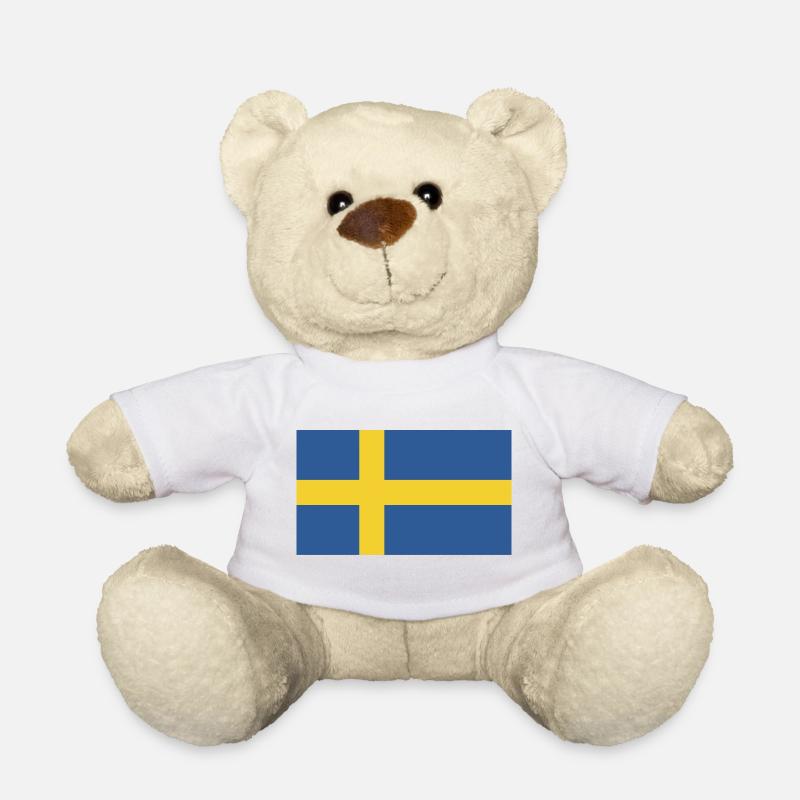 Drapeau national de la Suède - Nounours - blanc