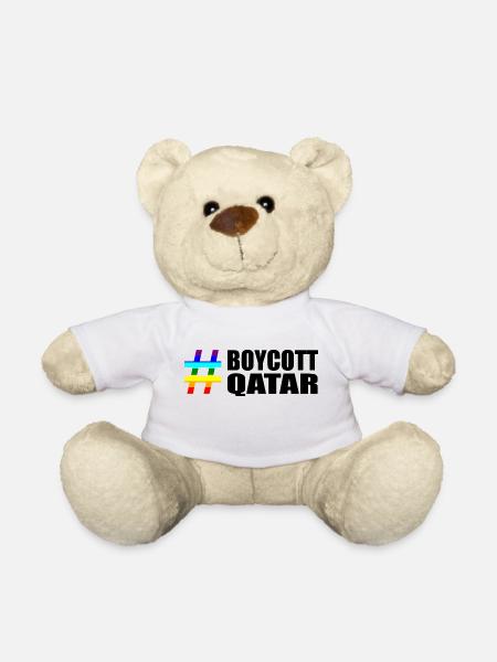 Boycott Qatar Spruch Sprüche Regenbogen - Teddy - Weiß