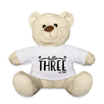 3e anniversaire Enfants filles 3 Hello Three Est. 2020 - Nounours - blanc - Devant