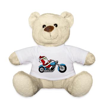 Santa Motorrad-Design mit Schnee - Teddy - Weiß - Vorne
