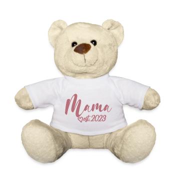 Mama Est. 2023, Maman en devenir, Annonce de grossesse - Nounours - blanc - Devant