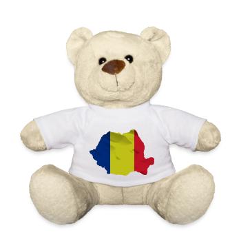 Rumänien Flagge in der Form des Landes - Teddy - Weiß - Vorne