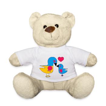 Maman oiseau et son bébé - Nounours - blanc - Devant