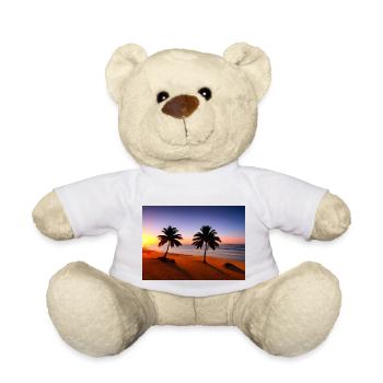 Sunset on the beach with palm trees - Teddy Bear - white - Front
