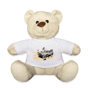 Delorean Oldtimer Youngtimer Retro Future jaune - Nounours - blanc - Devant
