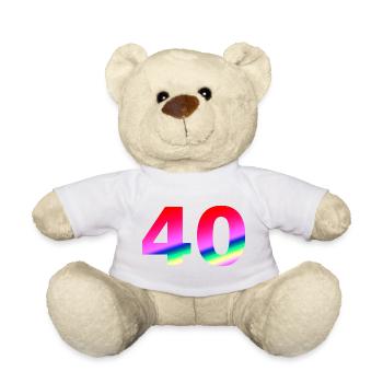 geburtstagsgeschenk, 40 Pinktöne - Teddy - Weiß - Vorne