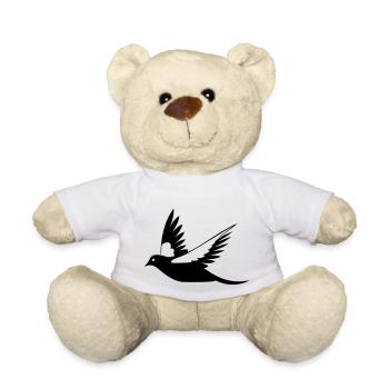 Fliegende Amsel Schwarz-Weiß Illustration - Teddy - Weiß - Vorne