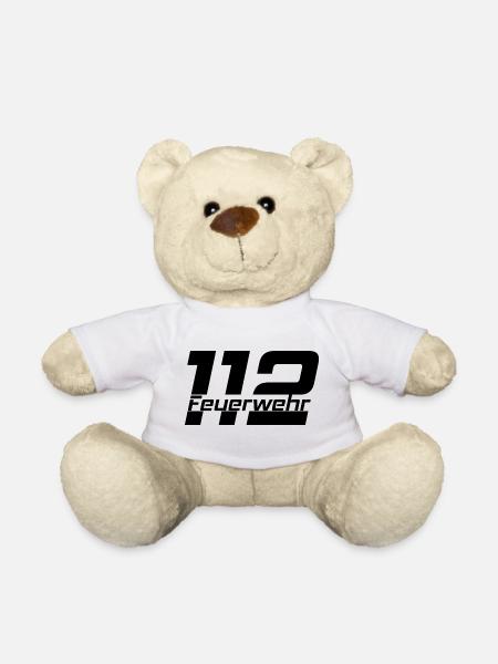 Feuerwehr Schriftzug 112 Schwarz - Teddy - Weiß
