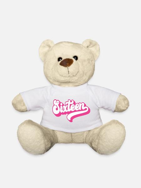 Sechzehn 16. Geburtstag für Mädchen 16 Jahre alt - Teddy - Weiß