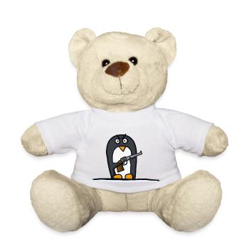 Pinguin mit Pistole - Teddy - Weiß - Vorne