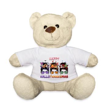 Joyeux Hallothanksmas Drôle d’Amant de chignon désordonné - Nounours - blanc - Devant