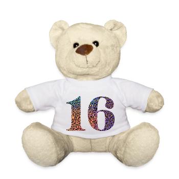 16. Geburtstag Leopard - Teddy - Weiß - Vorne