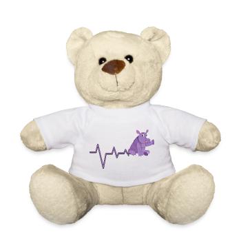 Lila Rhino Herzschlag Design - Teddy - Weiß - Vorne