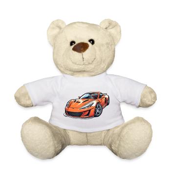 Flaming Sports Car - Teddy Bear - white - Front