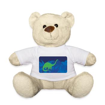 Urwald Dinos Langhals - blau - Teddy - Weiß - Vorne