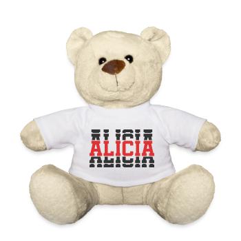 t-shirt Alicia t-shirt gift idea stacked text - Teddy Bear - white - Front