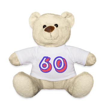 60. 60 YEARS. 60th ANNIVERSARY. 60TH BIRTHDAY. - Teddy Bear - white - Front