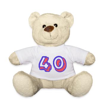 40. 40 ANS. 40e ANNIVERSAIRE. ANNIVERSAIRE 40 ANS. - Nounours - blanc - Devant