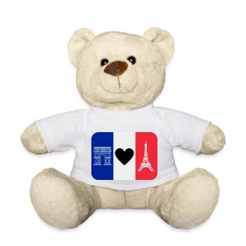 France monuments et drapeau bleu blanc rouge - Nounours - blanc - Devant