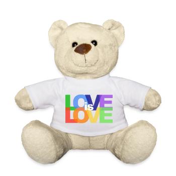 Love is Love Rainbow Typography - Teddy Bear - white - Front
