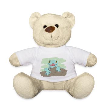 Illustrated design with gecko - Teddy Bear - white - Front