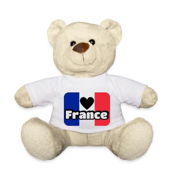 Französische Flagge blau weiß rot - Teddy - Weiß - Vorne