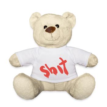 Texte de merde en rouge - Nounours - blanc - Devant