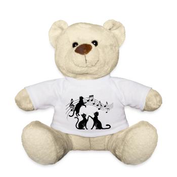 Schwarze Katzen Muster spielen mit Musiknote - Teddy - Weiß - Vorne