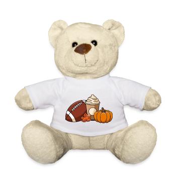 Autumn Delights: Football, Pumpkin and Pumpkin Spice - Teddy Bear - white - Front