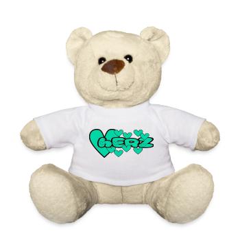 Herz grün - Teddy - Weiß - Vorne